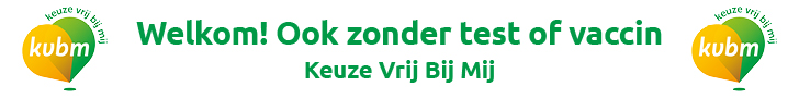 Banner welkom ook zonder vaccinatie of coronatest